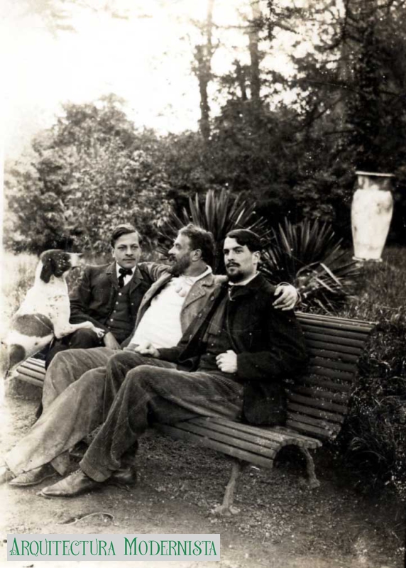 Edmond Lachenal (centre) amb els seus fills Raoul i Jacques