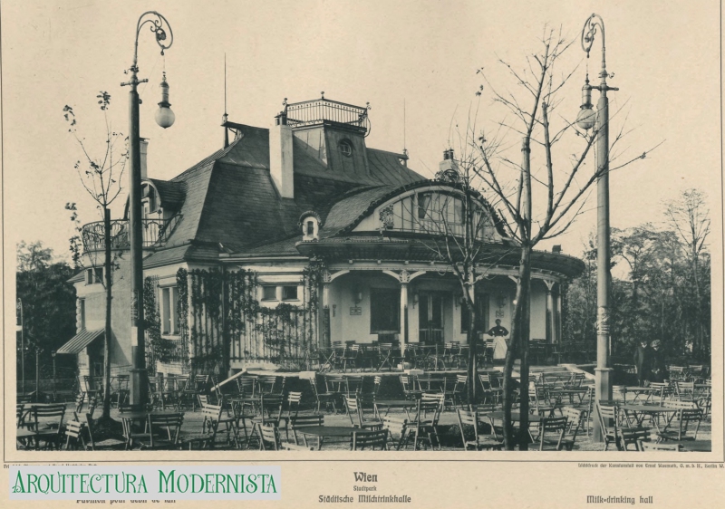 Stadtpark - Quiosc venda de llet -Viena- (Foto: Die Architektur des XX. Jahrhunderts, 1904) Stadtpark - Quiosc venda de llet -Viena-