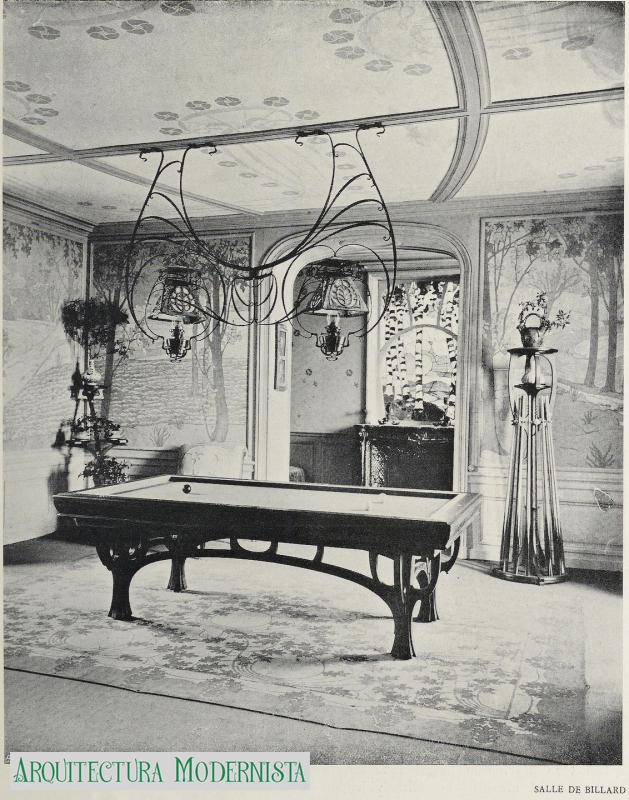 Castell - sala de billar (Foto: L'Art Décoratif, 1902) Castell - sala de billar