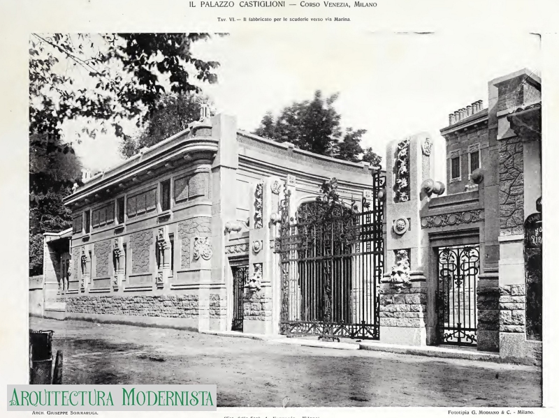 Palau Ermenegildo Castiglioni - Garatge (Foto: L'Edilizia Moderna, 1905) Palau Ermenegildo Castiglioni - Garatge